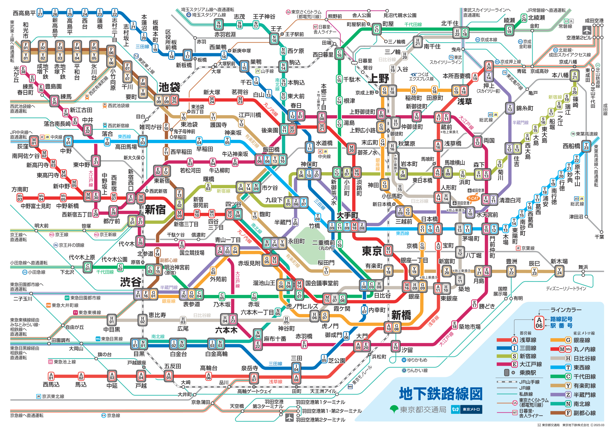 東京の地下鉄路線図